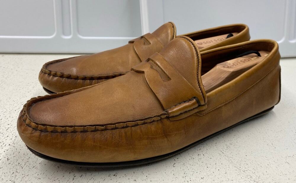 Men Allen Edmonds Super Sport Driver leather dress shoes penny loafers, 11.5D